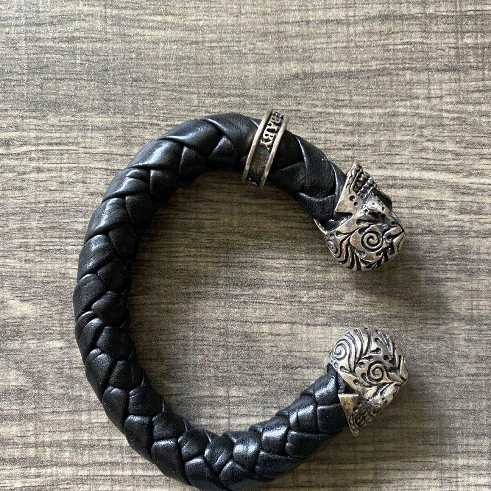 Kink Baby Men’s Leather Cuff With Skulls